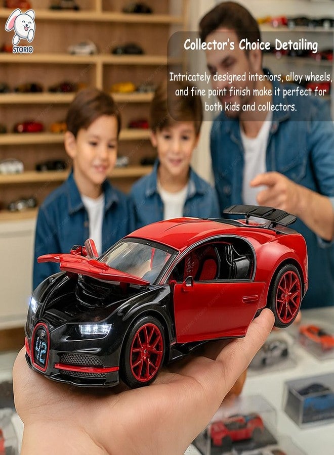 ستوريو سيارات ستوريو المعدنية المصبوبة بمقياس 1:32 | سيارات ألعاب تعمل بالسحب للخلف مع أبواب قابلة للفتح وأضواء | نموذج من سبيكة معدنية للأطفال | سيارات مصغرة قابلة للتجميع للأولاد والبنات من عمر 3 سنوات فما فوق (بوغاتي ديفو) - Image 2